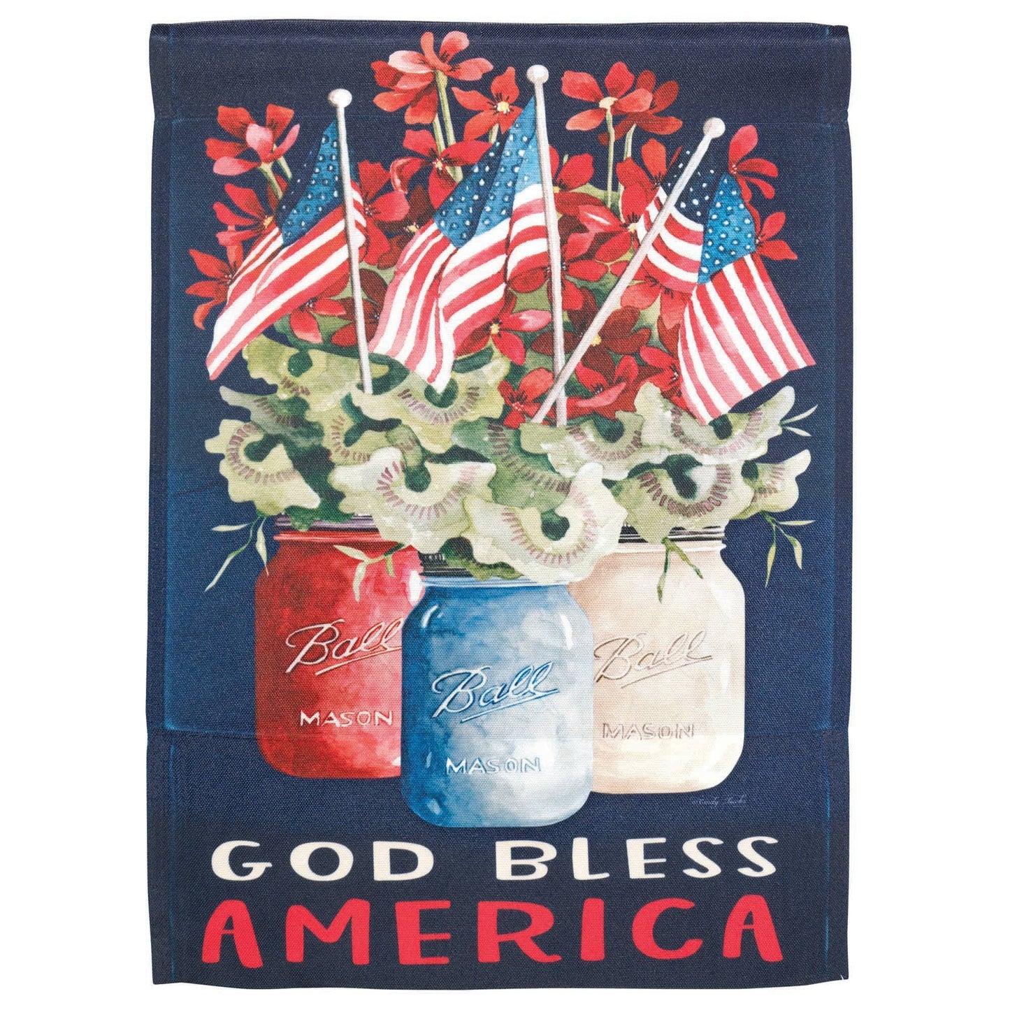 Primitive and Farmhouse Flag God Bless America Jars 30x44