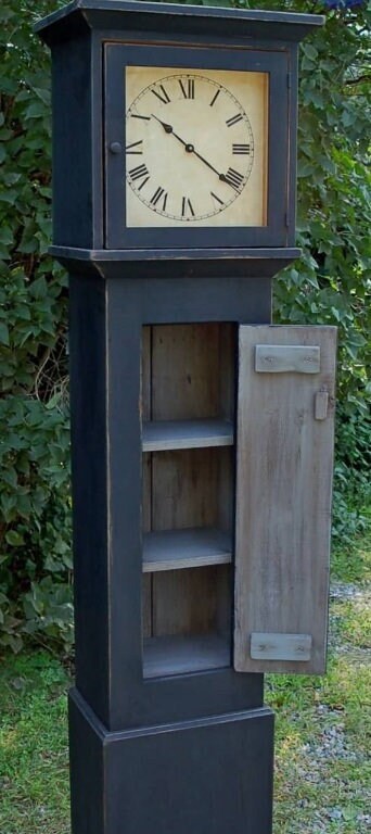 Primitive Wood Clock Cabinet