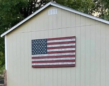 Outdoor Wooden American Flag