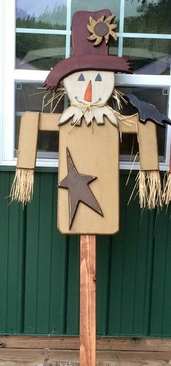 Big Primitive Wood Scarecrow