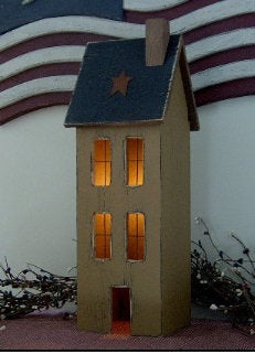 Primitive Saltbox House Lighted 3 Stories Tall