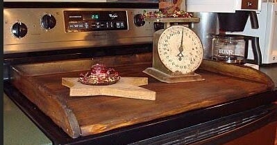 Primitive Stove board, stove top cover, wood