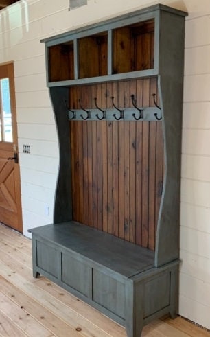 Farmhouse Hall tree with drawers, Mudroom locker, Hall tree entryway bench with storage, custom hall tree, solid wood