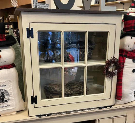 Wooden Window Cabinet, primitive window cabinet