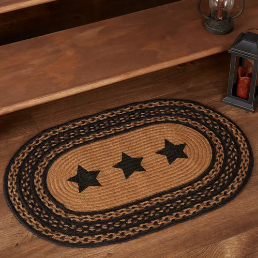 Primitive Oval Jute Rug - Black Stars